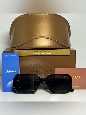 Gucci Black Women’s Geometric Frame Sunglasses